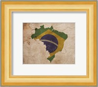 Map with Flag Overlay Brazil Fine Art Print