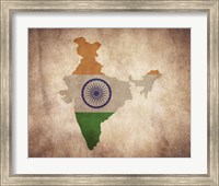 Map with Flag Overlay India Fine Art Print