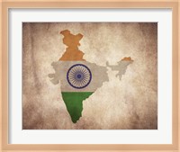 Map with Flag Overlay India Fine Art Print