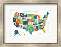 Letterpress USA Map Fine Art Print