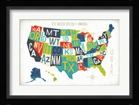 Letterpress USA Map Framed Print