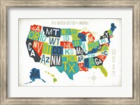 Letterpress USA Map Fine Art Print