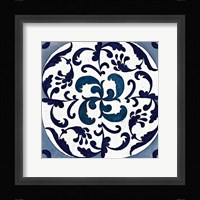 Coast Lines I Indigo and Cream Framed Print