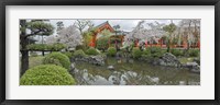 Trees in Pond at Sanjusangen-Do Temple, Kyoto, Japan Fine Art Print
