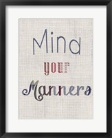 Manners IV Fine Art Print