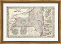 Johnson's Map of New York Fine Art Print