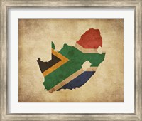 Map with Flag Overlay South Africa Fine Art Print