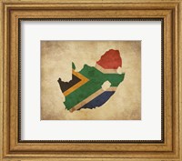 Map with Flag Overlay South Africa Fine Art Print