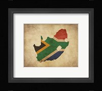 Map with Flag Overlay South Africa Framed Print