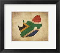 Map with Flag Overlay South Africa Framed Print