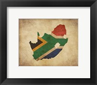 Map with Flag Overlay South Africa Fine Art Print