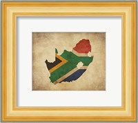 Map with Flag Overlay South Africa Fine Art Print