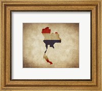 Map with Flag Overlay Thailand Fine Art Print