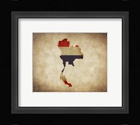 Map with Flag Overlay Thailand Framed Print