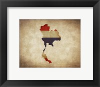 Map with Flag Overlay Thailand Framed Print