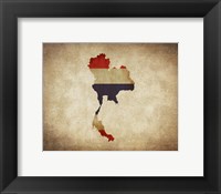 Map with Flag Overlay Thailand Framed Print
