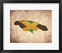 Map with Flag Overlay Jamaica Fine Art Print