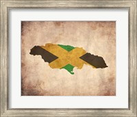 Map with Flag Overlay Jamaica Fine Art Print