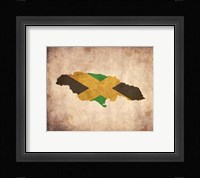 Map with Flag Overlay Jamaica Fine Art Print