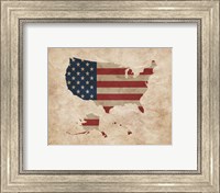Map with Flag Overlay United States Fine Art Print
