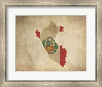 Map with Flag Overlay Peru Fine Art Print