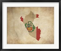 Map with Flag Overlay Peru Fine Art Print