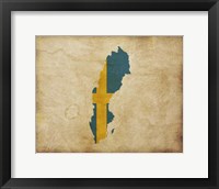 Map with Flag Overlay Sweden Fine Art Print