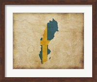Map with Flag Overlay Sweden Fine Art Print