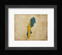 Map with Flag Overlay Sweden Fine Art Print