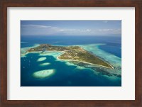 Coral reef and Malolo Lailai Island, Mamanuca Islands, Fiji Fine Art Print