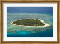 Tavarua Island and coral reef, Mamanuca Islands, Fiji Fine Art Print