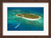 Treasure Island Resort and boat, Mamanuca Islands, Fiji Fine Art Print