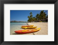 Kayaks on the beach, Plantation Island Resort, Malolo Lailai Island, Mamanuca Islands, Fiji Fine Art Print