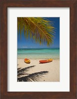 Kayaks on the beach, Mamanuca Islands, Fiji Fine Art Print