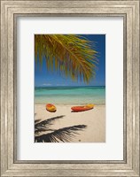 Kayaks on the beach, Mamanuca Islands, Fiji Fine Art Print