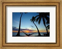Hammock and sunset, Plantation Island Resort, Malolo Lailai Island, Mamanuca Islands, Fiji Fine Art Print