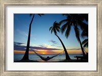 Hammock and sunset, Plantation Island Resort, Malolo Lailai Island, Mamanuca Islands, Fiji Fine Art Print