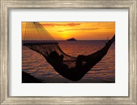 Beach hammock, Plantation Island, Malolo Lailai, Fiji Fine Art Print