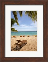 Beach, palm trees and lounger, , Fiji Fine Art Print