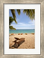 Beach, palm trees and lounger, , Fiji Fine Art Print