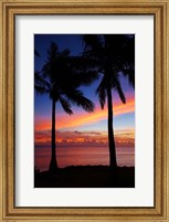 Sunset and palm trees, Coral Coast, Viti Levu, Fiji Fine Art Print