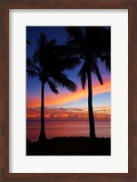 Sunset and palm trees, Coral Coast, Viti Levu, Fiji Fine Art Print