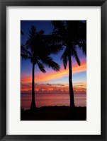 Sunset and palm trees, Coral Coast, Viti Levu, Fiji Fine Art Print