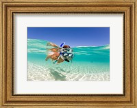 Couple snorkeling, Beqa Island, Fiji Fine Art Print
