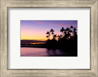 Fiji Islands, Tavarua, Palm trees and sunset Fine Art Print