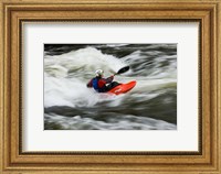 Kayaker plays in a hole in Tariffville Gorge, Farmington River in Tariffville, Connecticut Fine Art Print