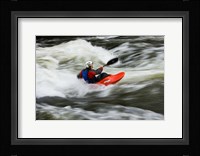 Kayaker plays in a hole in Tariffville Gorge, Farmington River in Tariffville, Connecticut Fine Art Print