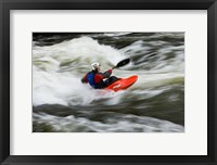 Kayaker plays in a hole in Tariffville Gorge, Farmington River in Tariffville, Connecticut Fine Art Print