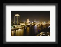 Night View of the Nile River, Cairo, Egypt Fine Art Print