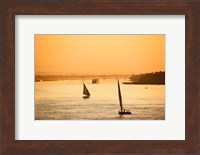 Pair of Falukas and Sightseers on Nile River, Luxor, Egypt Fine Art Print